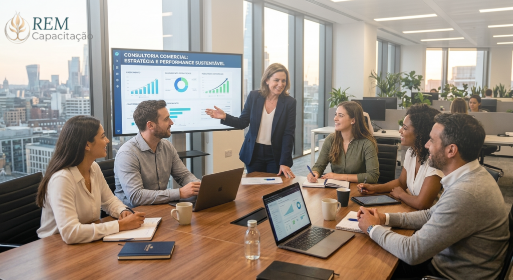Reunião de alinhamento da equipe comercial